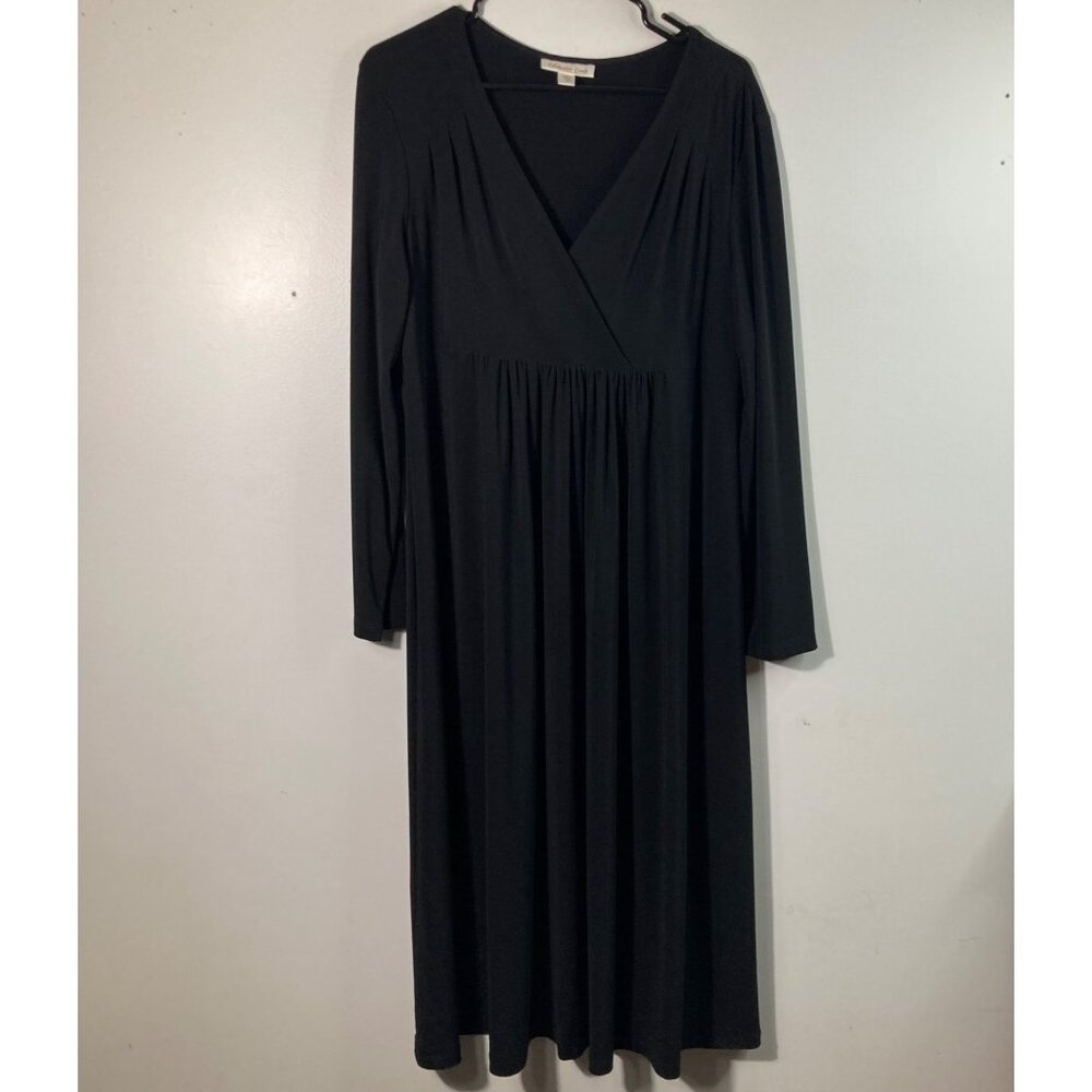 Womens Coldwater Creek Wrap Top Midi Dress Long Sleeve Black 16